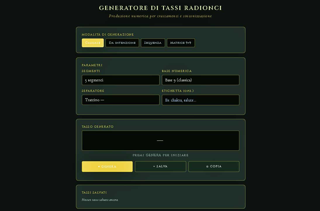 GENERATORE TASSI RADIONICI